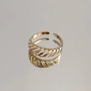 ANEL ESPIRAL BANHADO A OURO 18K AJUSTÁVEL