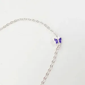 PULSEIRA PRATA 925 COM BORBOLETA LAVANDA