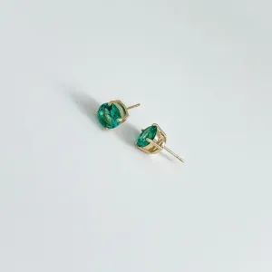 Brinco cristal verde banhado a ouro 18k