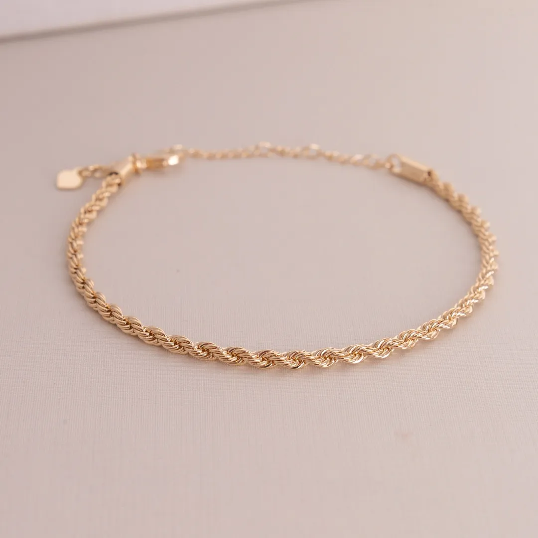 PULSEIRA CORDÃO BAIANO  2,5 MM BANHADO A OURO 18K